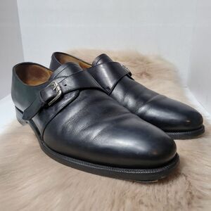Ralph Lauren Mens Calf Monk Strap Black Leather Oxford Shoes Size 11